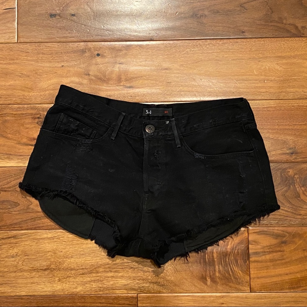 3x1 NYC Black Cutoff Denim Shorts